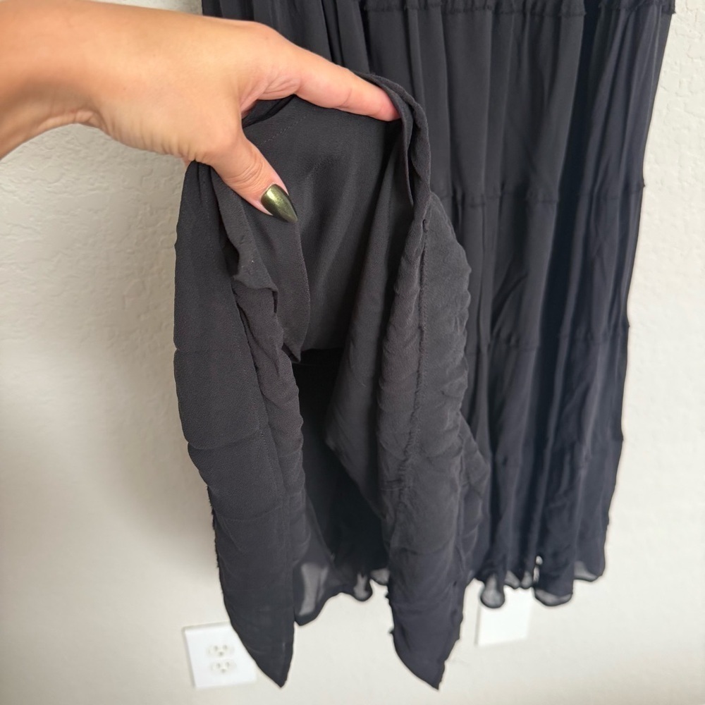 Vintage 90s Black Silk Peasant Maxi Skirt Size 8 Boho Festival Grunge Indie - Picture 4 of 5